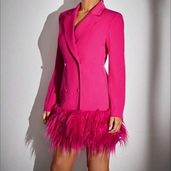 Hot Pink Womens
Double Breasted Fuzzy Hem
Blazer Dress different size available - Picture 4 of 5